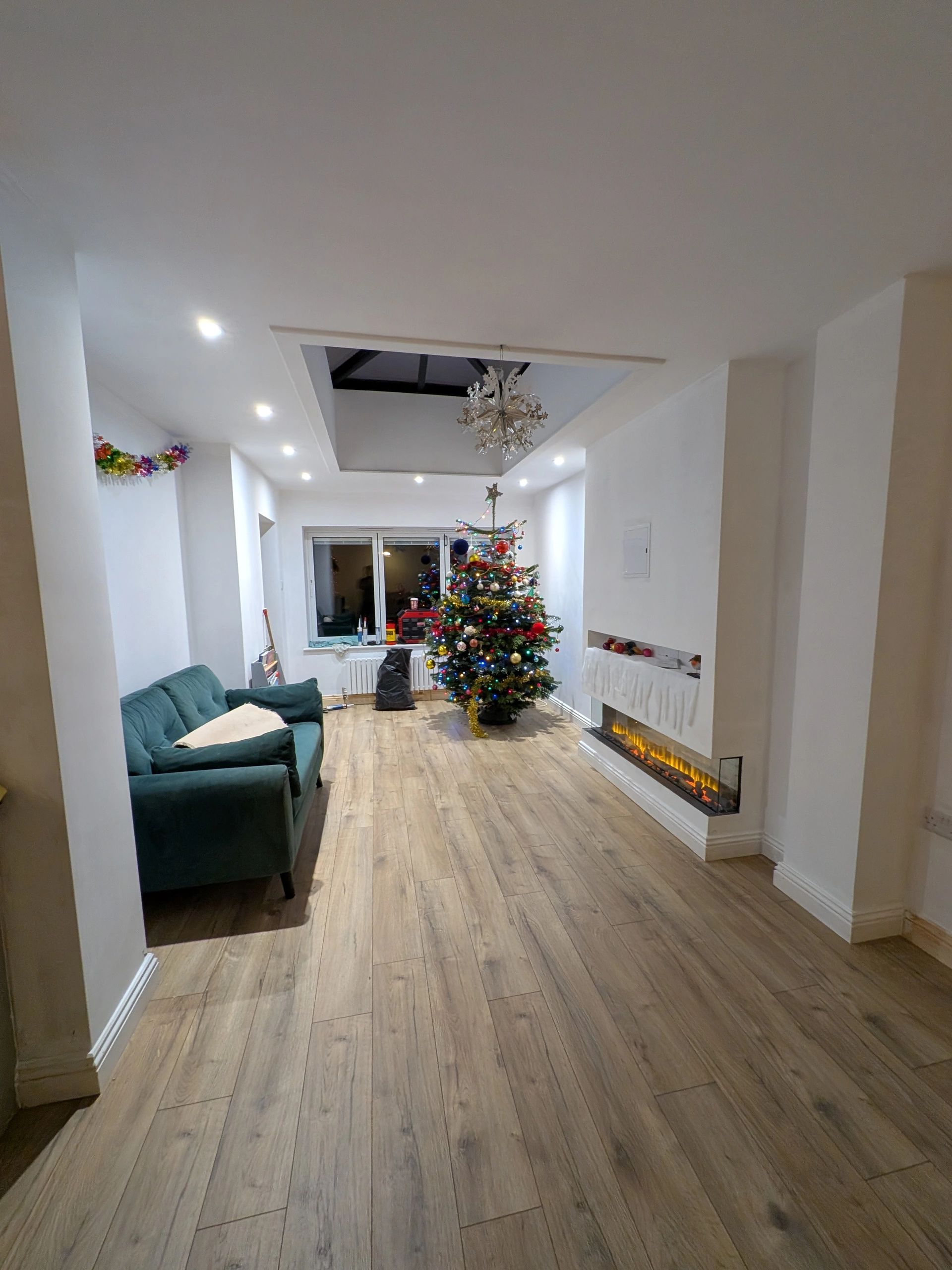 Finished extension interior used as a family living room