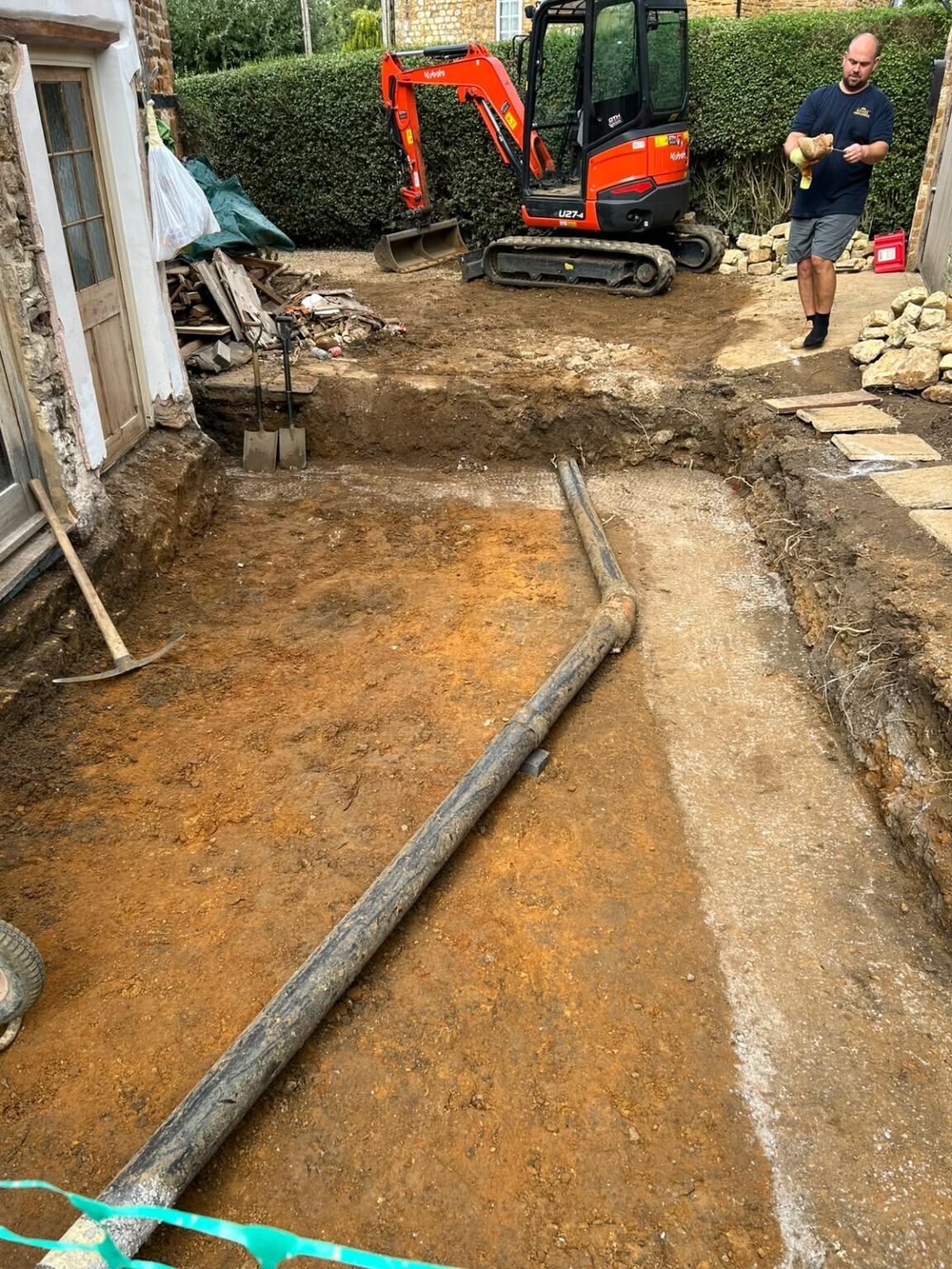 Ground preparation and drainage work for the Grimscote extension